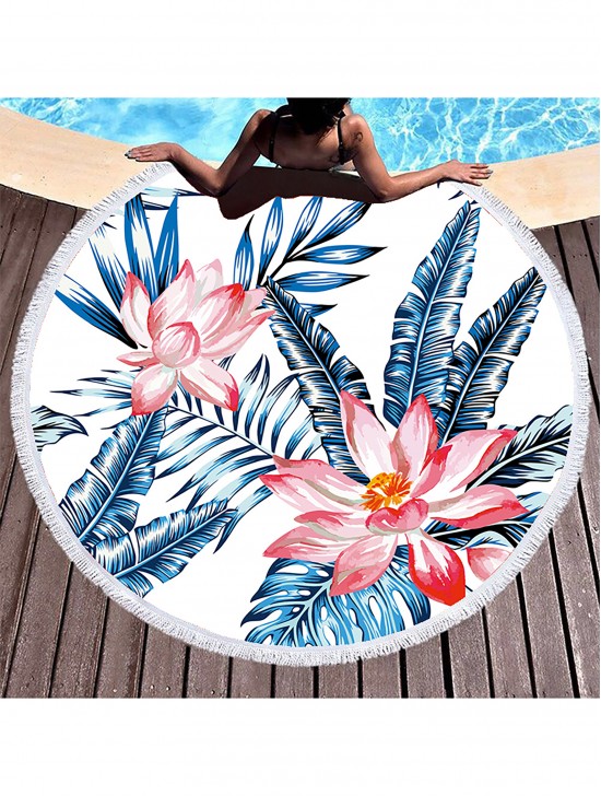 Flower Round Beach Towel